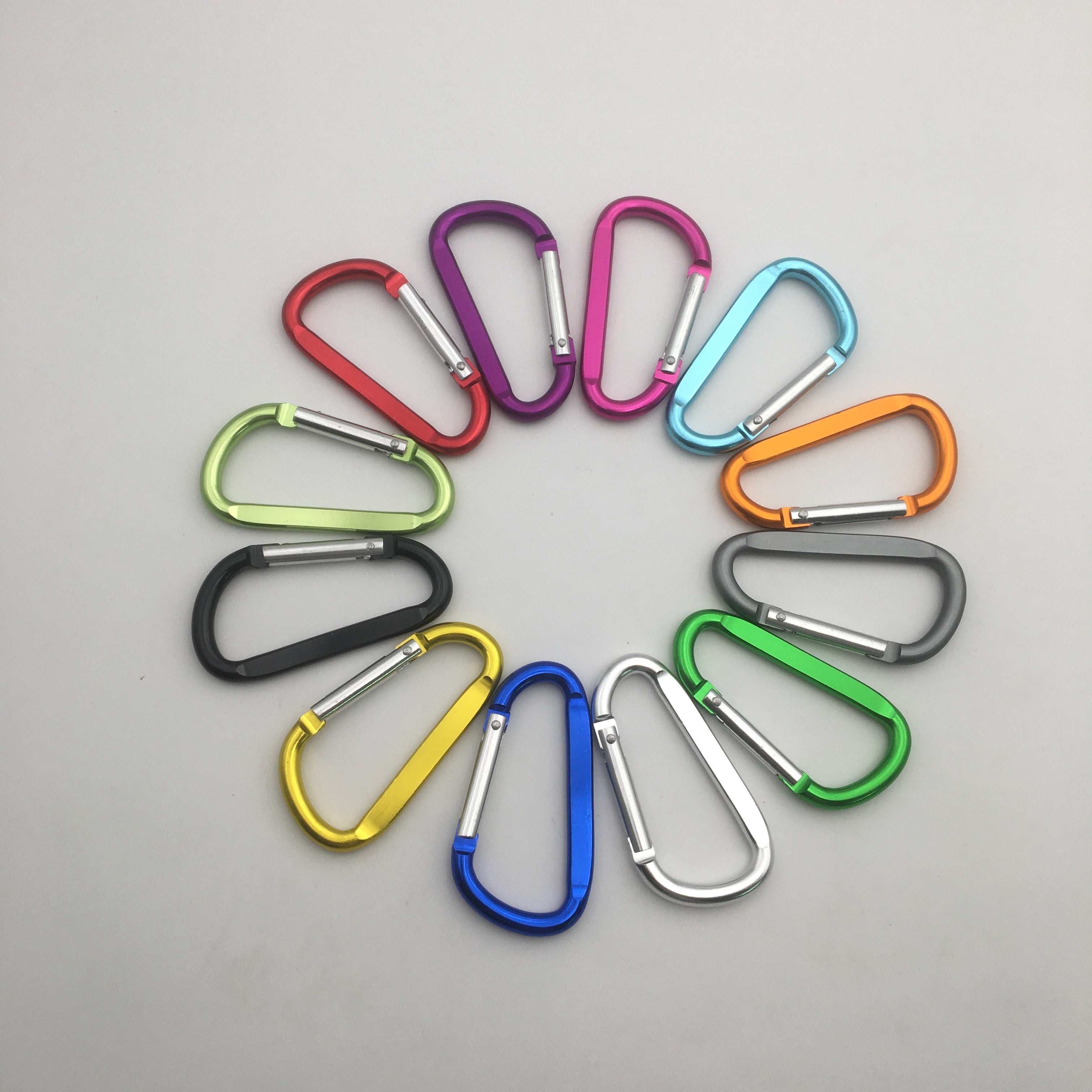 Shuokecrafts Flat D-Ring Aluminum Metal Steel Keychain Hook Karabiner Carabiner