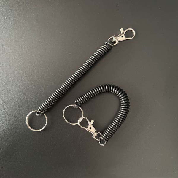 Shuokecrafts Latest Design EVA Plastic Retractable Anti-Loss Telephone Rope Spring Cord Snap Hook Keychain with 25mm Round Keyring