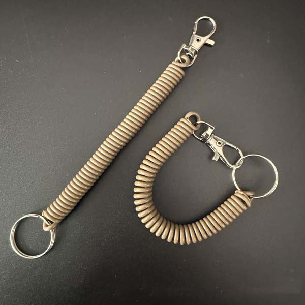 Shuokecrafts Latest Design EVA Plastic Retractable Anti-Loss Telephone Rope Spring Cord Snap Hook Keychain with 25mm Round Keyring