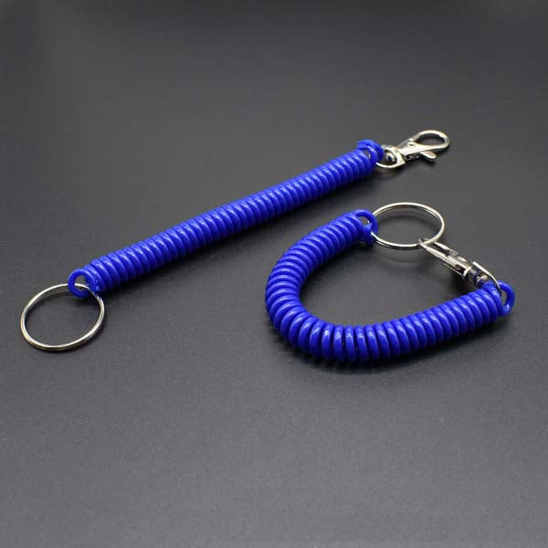 Shuokecrafts Latest Design EVA Plastic Retractable Anti-Loss Telephone Rope Spring Cord Snap Hook Keychain with 25mm Round Keyring