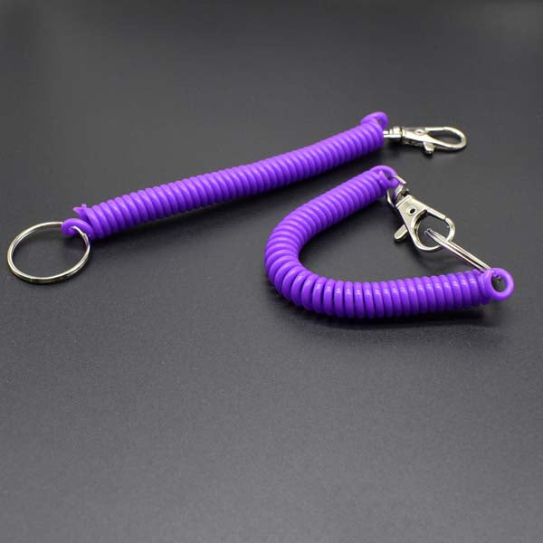 Shuokecrafts Latest Design EVA Plastic Retractable Anti-Loss Telephone Rope Spring Cord Snap Hook Keychain with 25mm Round Keyring