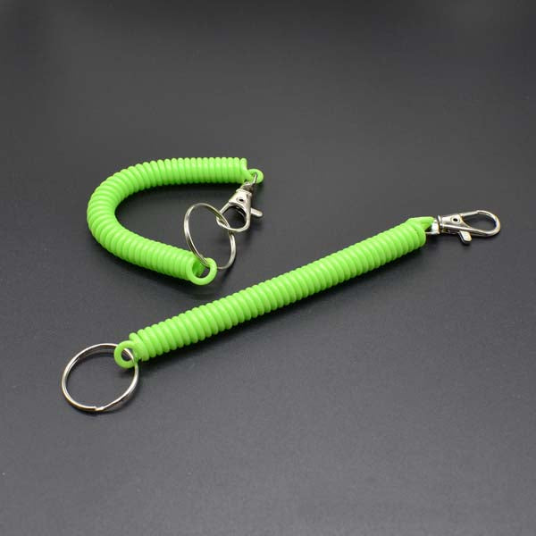 Shuokecrafts Latest Design EVA Plastic Retractable Anti-Loss Telephone Rope Spring Cord Snap Hook Keychain with 25mm Round Keyring