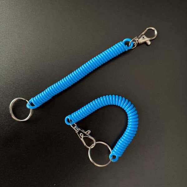 Shuokecrafts Latest Design EVA Plastic Retractable Anti-Loss Telephone Rope Spring Cord Snap Hook Keychain with 25mm Round Keyring