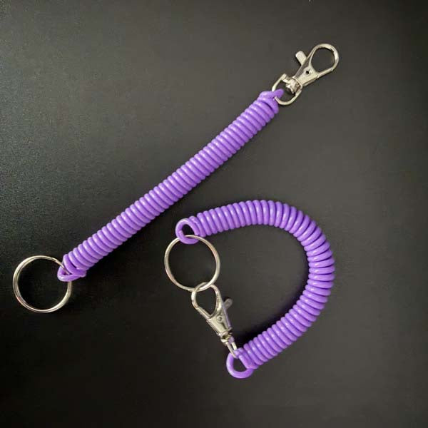 Shuokecrafts Latest Design EVA Plastic Retractable Anti-Loss Telephone Rope Spring Cord Snap Hook Keychain with 25mm Round Keyring