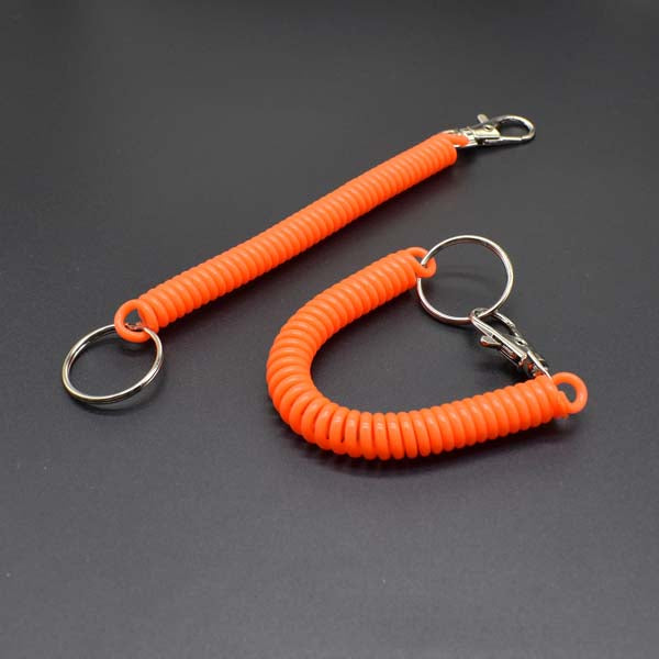 Shuokecrafts Latest Design EVA Plastic Retractable Anti-Loss Telephone Rope Spring Cord Snap Hook Keychain with 25mm Round Keyring