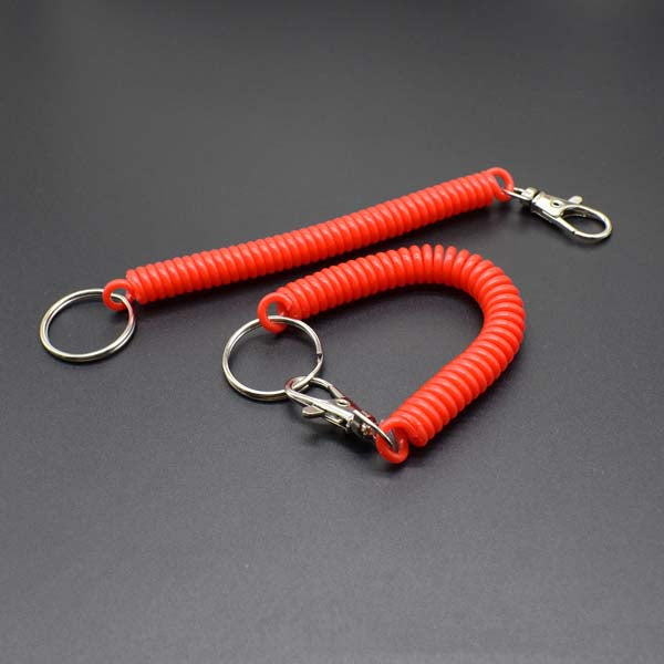 Shuokecrafts Latest Design EVA Plastic Retractable Anti-Loss Telephone Rope Spring Cord Snap Hook Keychain with 25mm Round Keyring