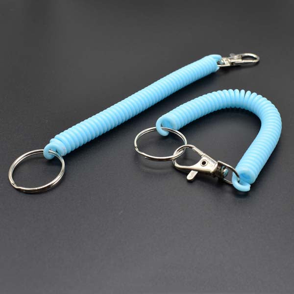 Shuokecrafts Latest Design EVA Plastic Retractable Anti-Loss Telephone Rope Spring Cord Snap Hook Keychain with 25mm Round Keyring