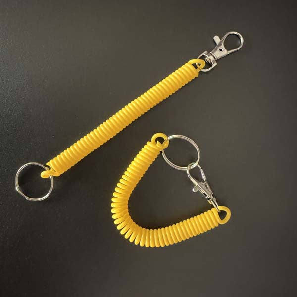 Shuokecrafts Latest Design EVA Plastic Retractable Anti-Loss Telephone Rope Spring Cord Snap Hook Keychain with 25mm Round Keyring