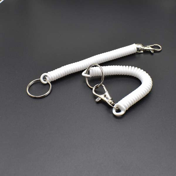 Shuokecrafts Latest Design EVA Plastic Retractable Anti-Loss Telephone Rope Spring Cord Snap Hook Keychain with 25mm Round Keyring
