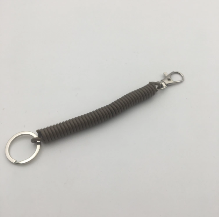 Shuokecrafts Latest Design EVA Plastic Retractable Anti-Loss Telephone Rope Spring Cord Snap Hook Keychain with 25mm Flat Keyring