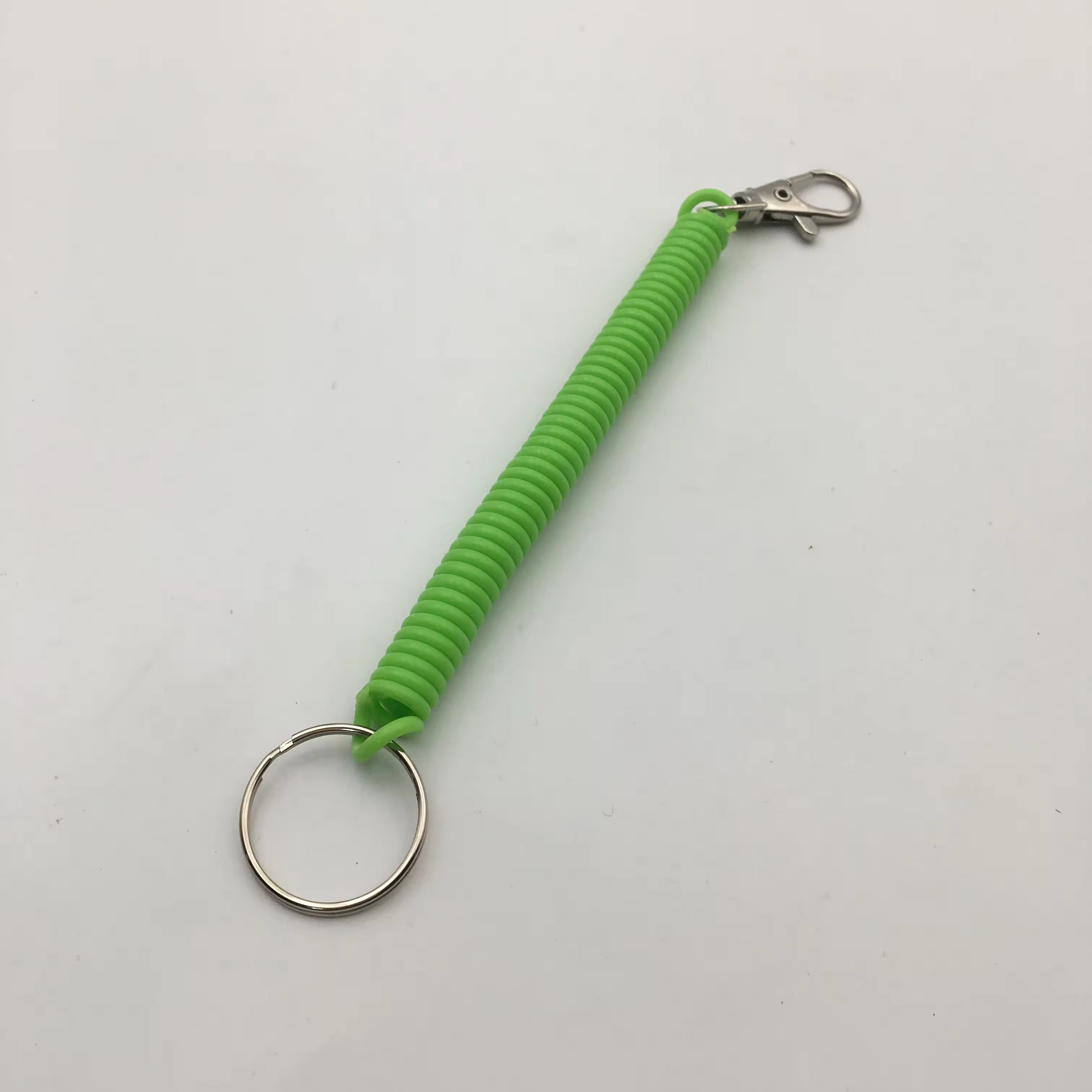 Shuokecrafts Latest Design EVA Plastic Retractable Anti-Loss Telephone Rope Spring Cord Snap Hook Keychain with 25mm Round Keyring