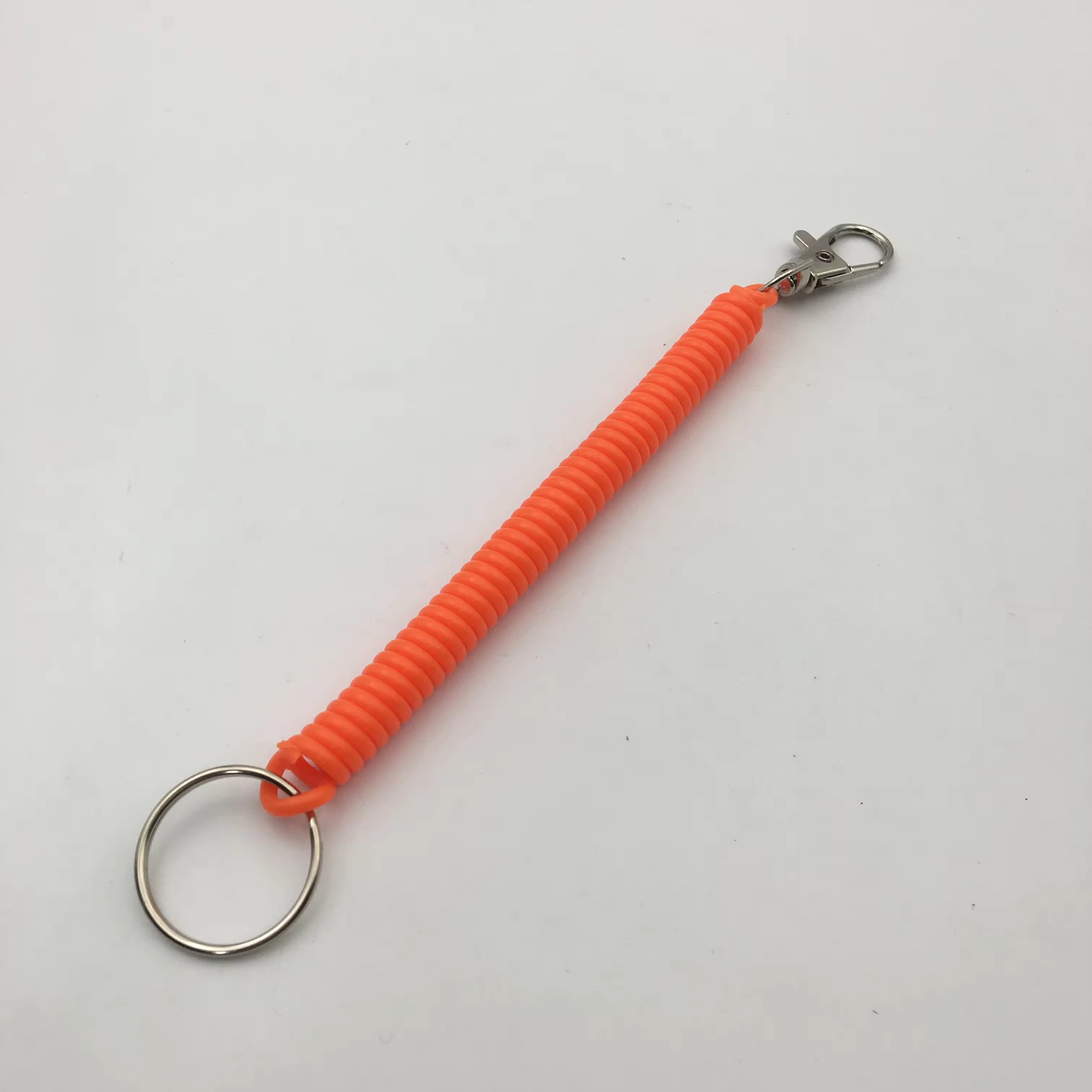 Shuokecrafts Latest Design EVA Plastic Retractable Anti-Loss Telephone Rope Spring Cord Snap Hook Keychain with 25mm Round Keyring
