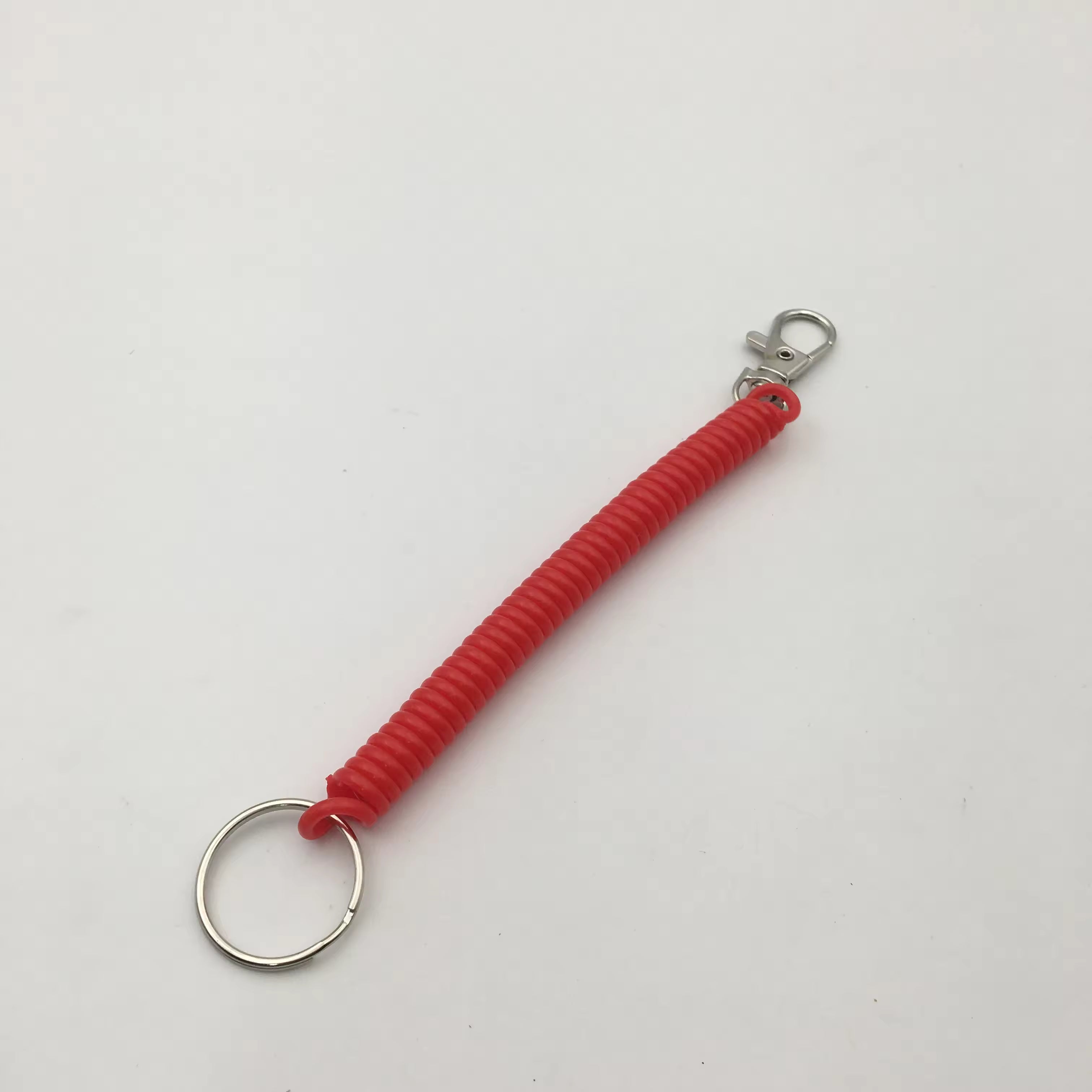 Shuokecrafts Latest Design EVA Plastic Retractable Anti-Loss Telephone Rope Spring Cord Snap Hook Keychain with 25mm Round Keyring