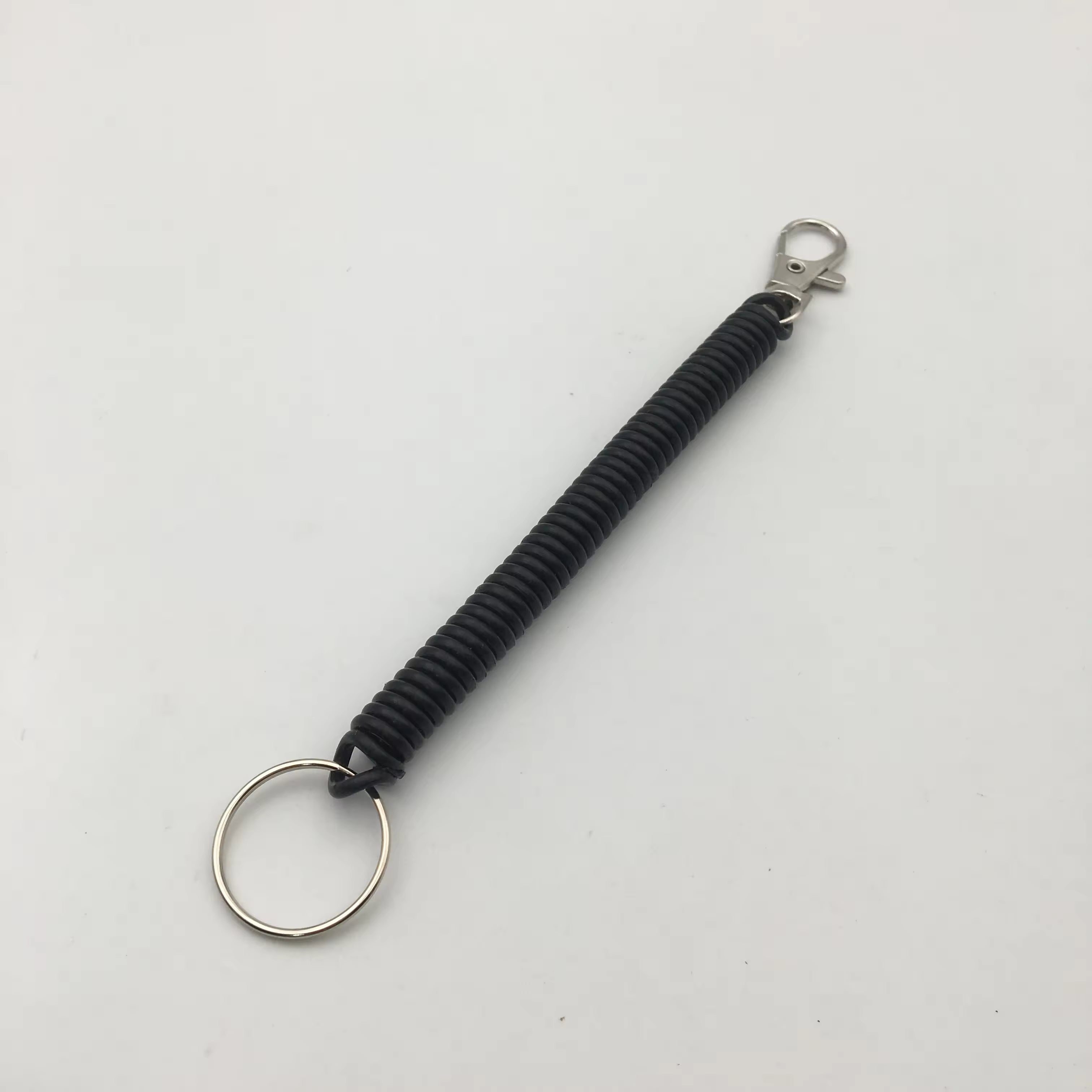 Shuokecrafts Latest Design EVA Plastic Retractable Anti-Loss Telephone Rope Spring Cord Snap Hook Keychain with 25mm Round Keyring