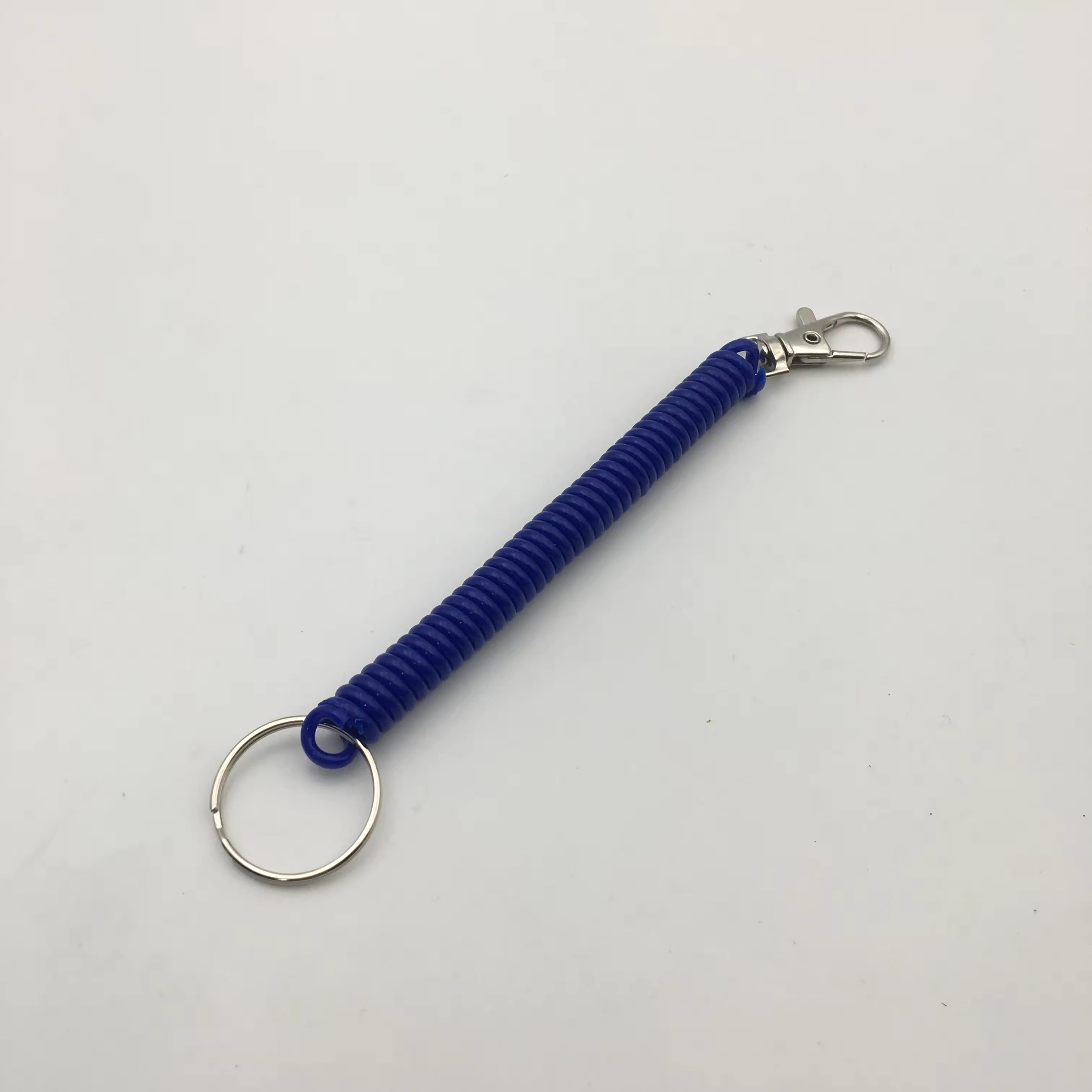 Shuokecrafts Latest Design EVA Plastic Retractable Anti-Loss Telephone Rope Spring Cord Snap Hook Keychain with 25mm Round Keyring