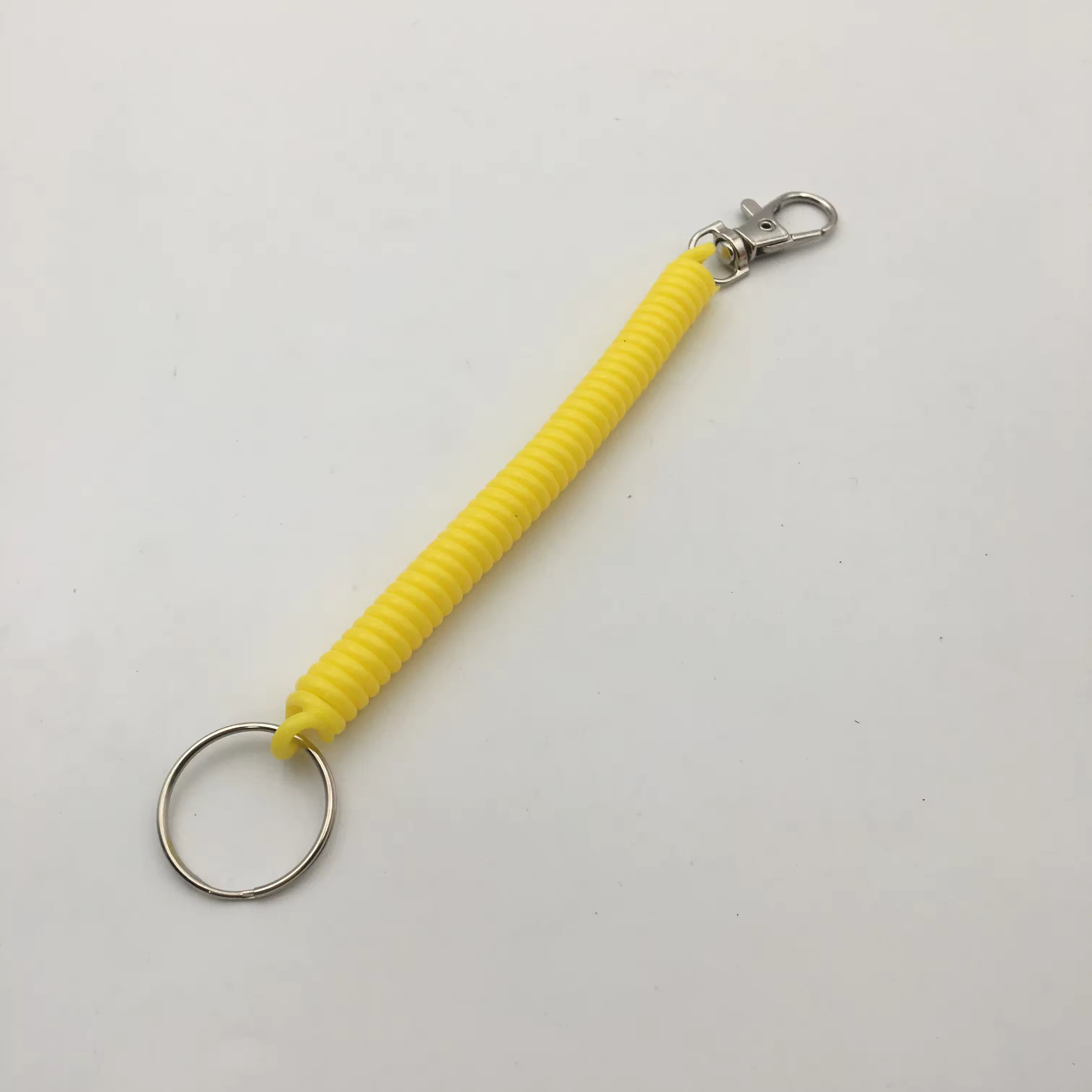 Shuokecrafts Latest Design EVA Plastic Retractable Anti-Loss Telephone Rope Spring Cord Snap Hook Keychain with 25mm Round Keyring
