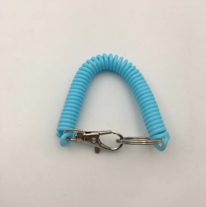 Shuokecrafts Latest Design EVA Plastic Retractable Anti-Loss Telephone Rope Spring Cord Snap Hook Keychain with 25mm Flat Keyring