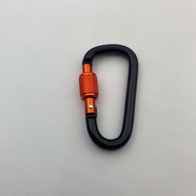 Shuokecrafts Lightweight D Shaped Aluminum Alloy Plain Finish Key Chain 6# CLIP Hooks Spring Carabiner with Screw Lock