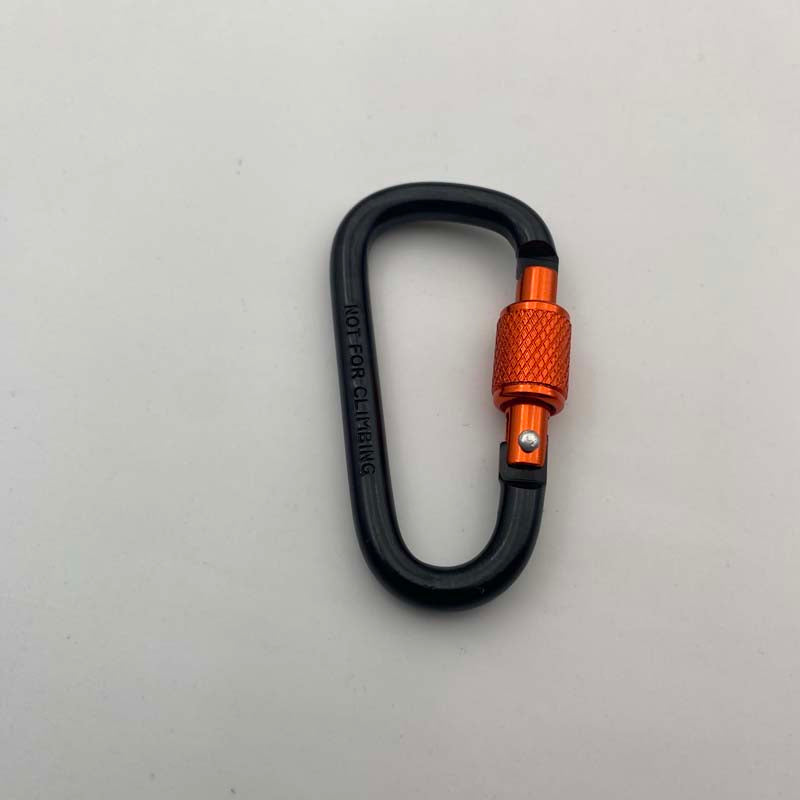 Shuokecrafts Lightweight D Shaped Aluminum Alloy Plain Finish Key Chain 6# CLIP Hooks Spring Carabiner with Screw Lock