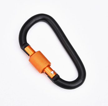 Shuokecrafts 8cm Matte Finish D-Ring Lock Key Camping Hiking Keychain Aluminum Alloy Carabiner with Laser Logo