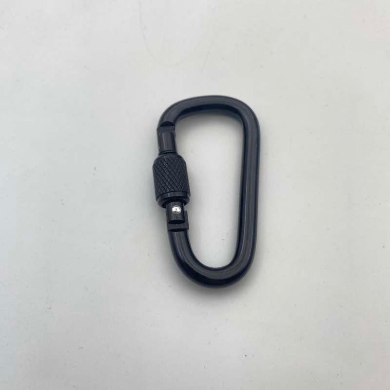 Shuokecrafts Lightweight D Shaped Aluminum Alloy Plain Finish Key Chain 6# CLIP Hooks Spring Carabiner with Screw Lock