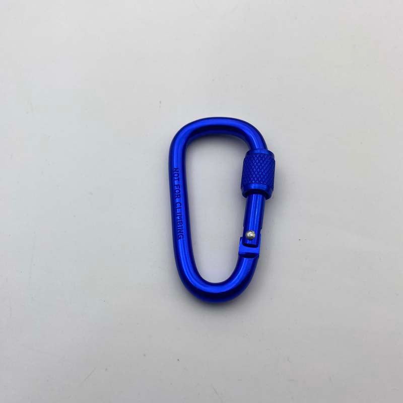 Shuokecrafts Lightweight D Shaped Aluminum Alloy Plain Finish Key Chain 6# CLIP Hooks Spring Carabiner with Screw Lock