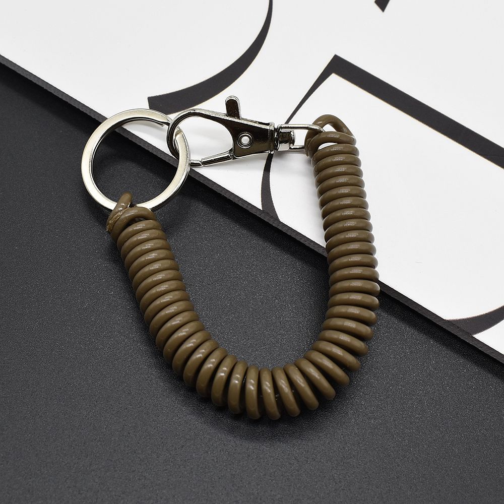 Shuokecrafts Latest Design EVA Plastic Retractable Anti-Loss Telephone Rope Spring Cord Snap Hook Keychain with 25mm Flat Keyring