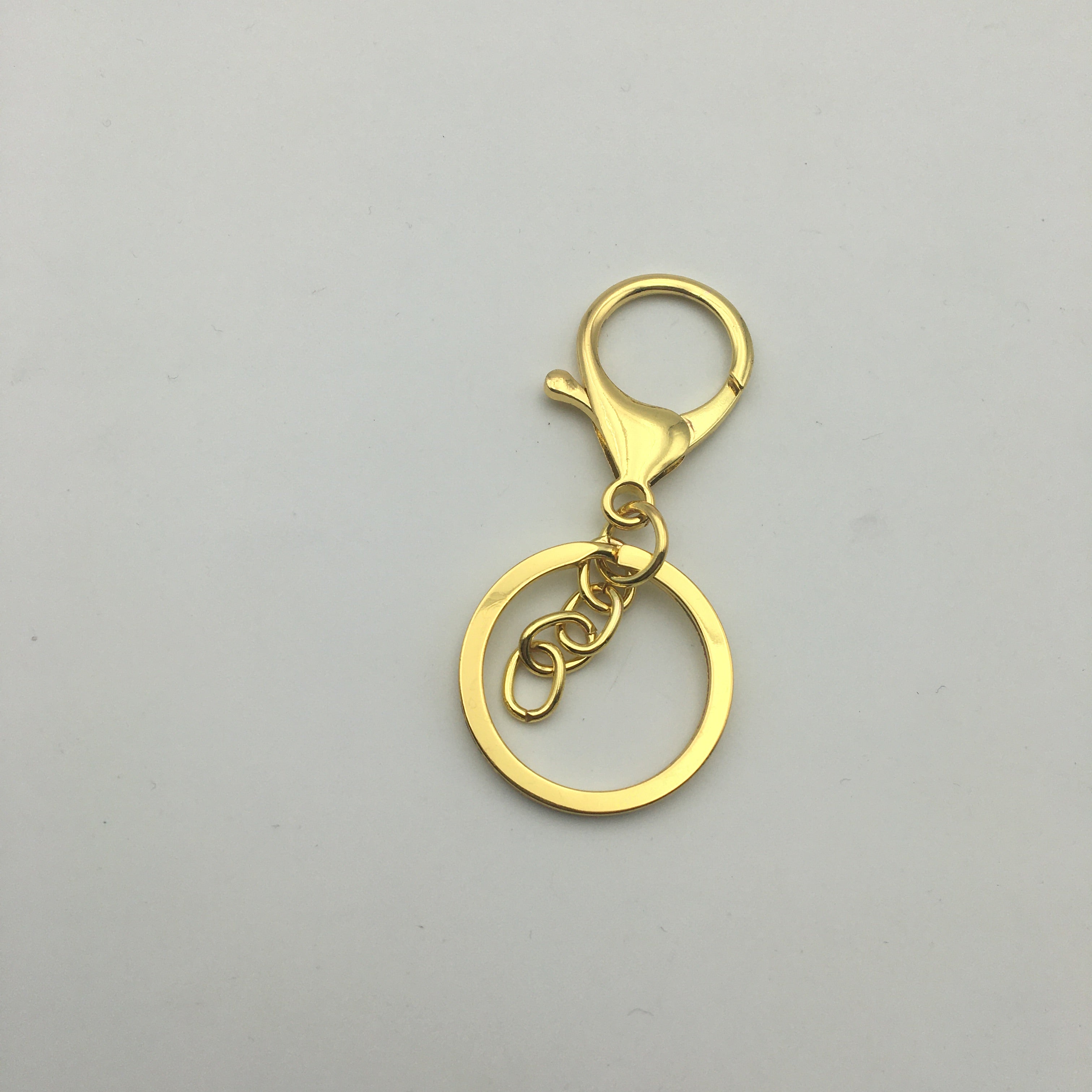 Shuokecrafts 30mm Flat Keyring+ Lobster Clasp + 8 Shape Buckle or With 4-Link Chain