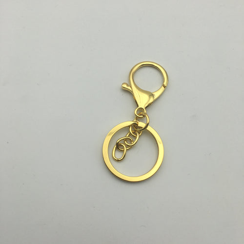 Shuokecrafts 30mm Flat Keyring+ Lobster Clasp + 8 Shape Buckle or With 4-Link Chain