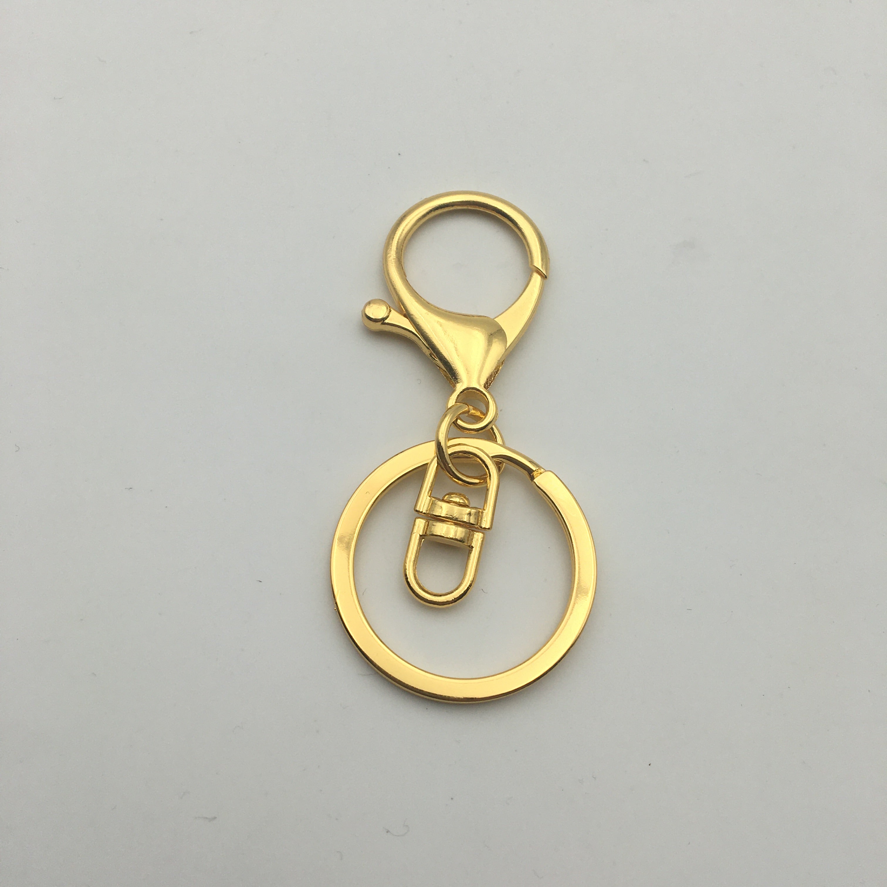Shuokecrafts 30mm Flat Keyring+ Lobster Clasp + 8 Shape Buckle or With 4-Link Chain