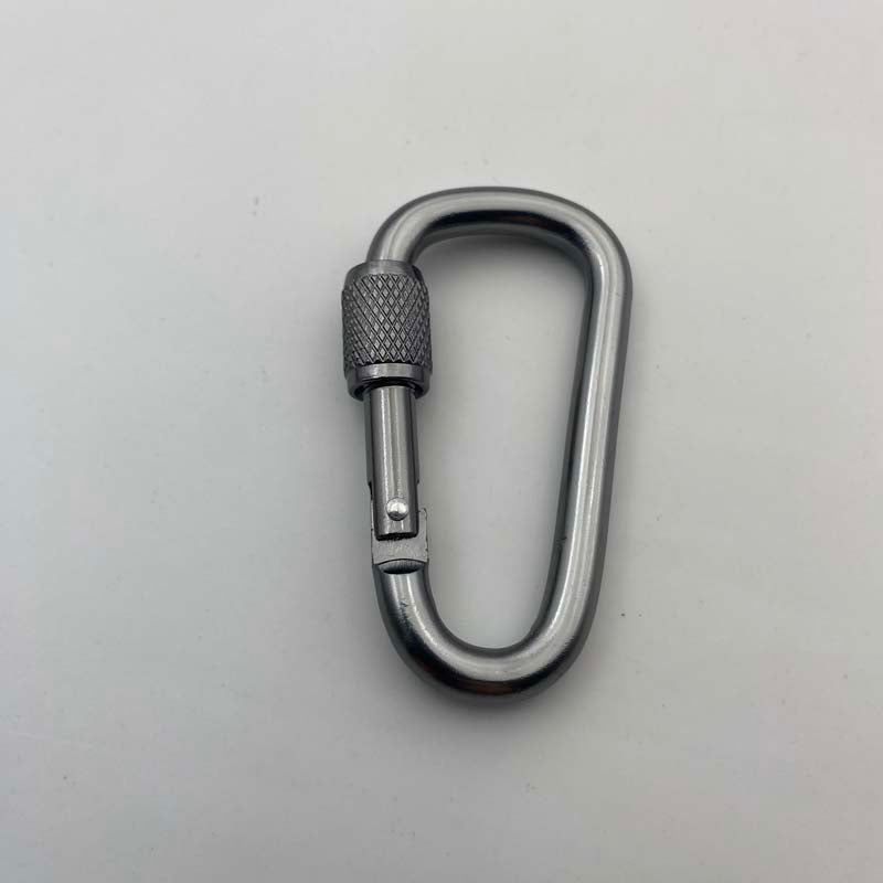 Shuokecrafts Lightweight D Shaped Aluminum Alloy Plain Finish Key Chain 6# CLIP Hooks Spring Carabiner with Screw Lock