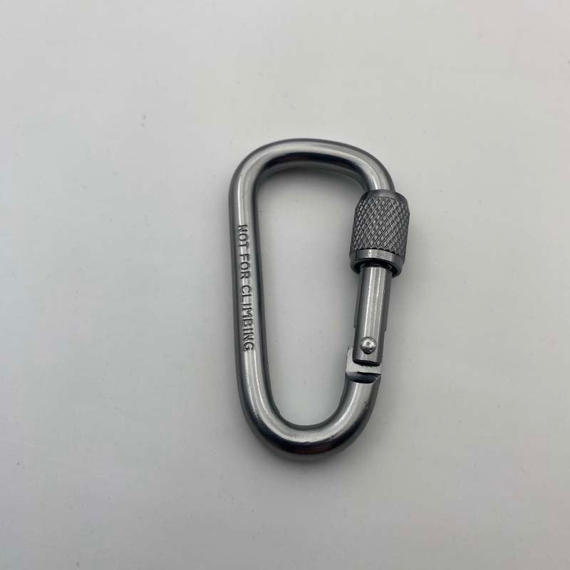 Shuokecrafts Lightweight D Shaped Aluminum Alloy Plain Finish Key Chain 6# CLIP Hooks Spring Carabiner with Screw Lock