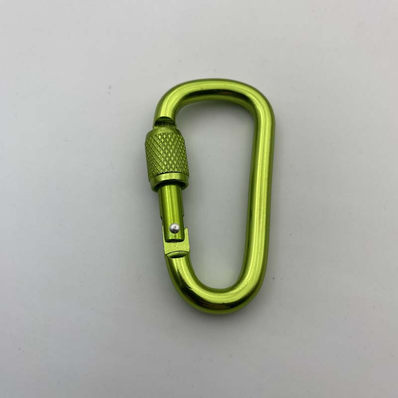 Shuokecrafts Lightweight D Shaped Aluminum Alloy Plain Finish Key Chain 6# CLIP Hooks Spring Carabiner with Screw Lock