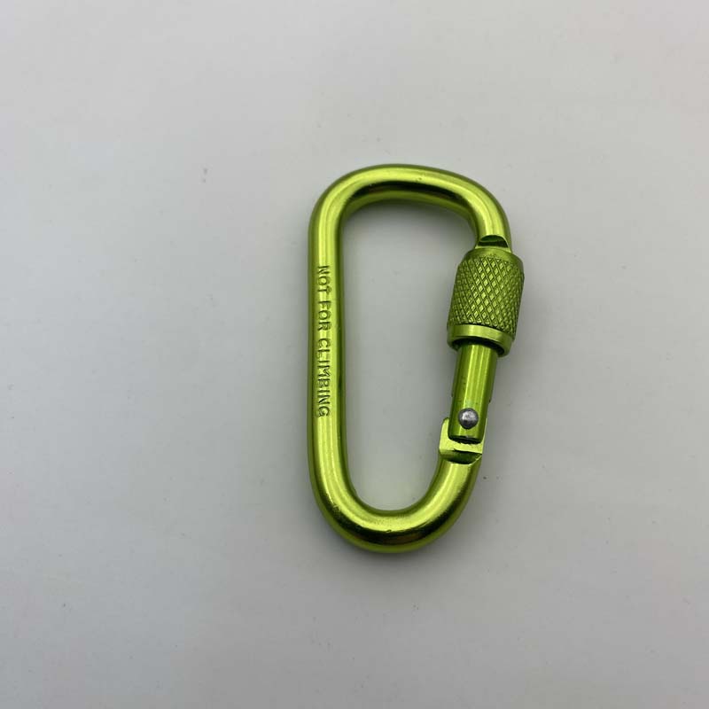 Shuokecrafts Lightweight D Shaped Aluminum Alloy Plain Finish Key Chain 6# CLIP Hooks Spring Carabiner with Screw Lock
