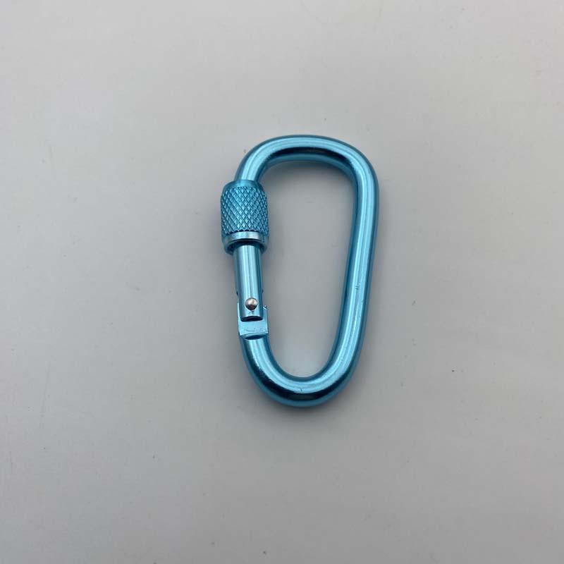 Shuokecrafts Lightweight D Shaped Aluminum Alloy Plain Finish Key Chain 6# CLIP Hooks Spring Carabiner with Screw Lock