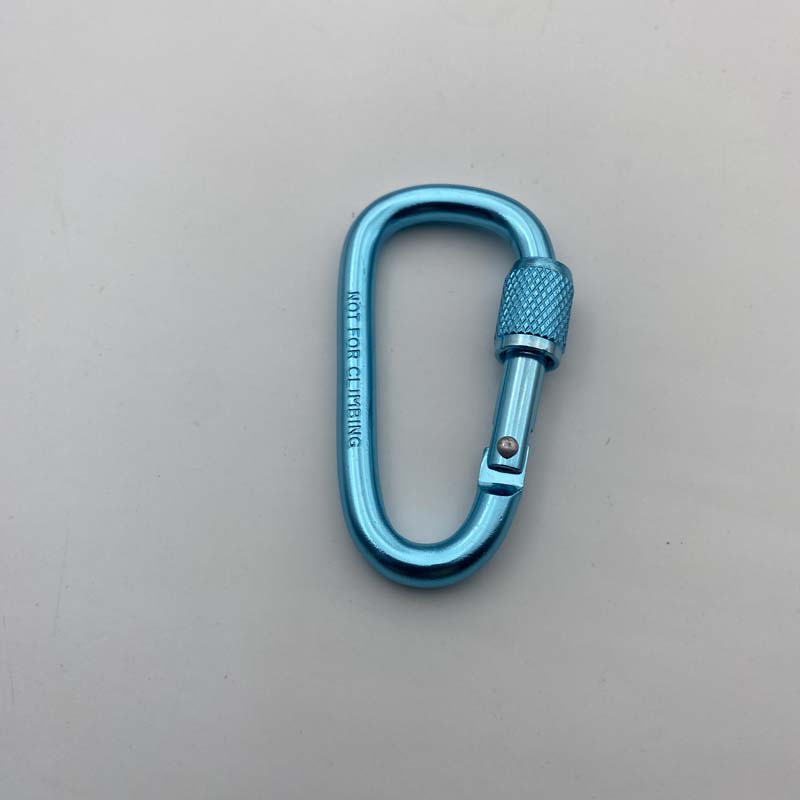 Shuokecrafts Lightweight D Shaped Aluminum Alloy Plain Finish Key Chain 6# CLIP Hooks Spring Carabiner with Screw Lock