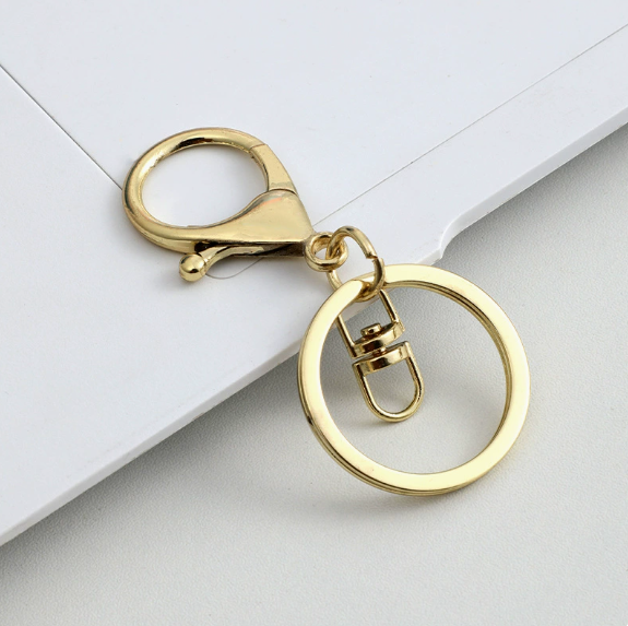 Shuokecrafts 30mm Flat Keyring+ Lobster Clasp + 8 Shape Buckle or With 4-Link Chain