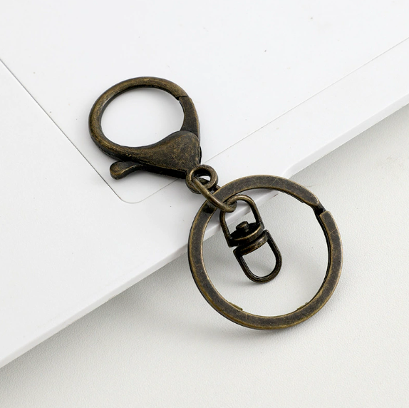 Shuokecrafts 30mm Flat Keyring+ Lobster Clasp + 8 Shape Buckle or With 4-Link Chain