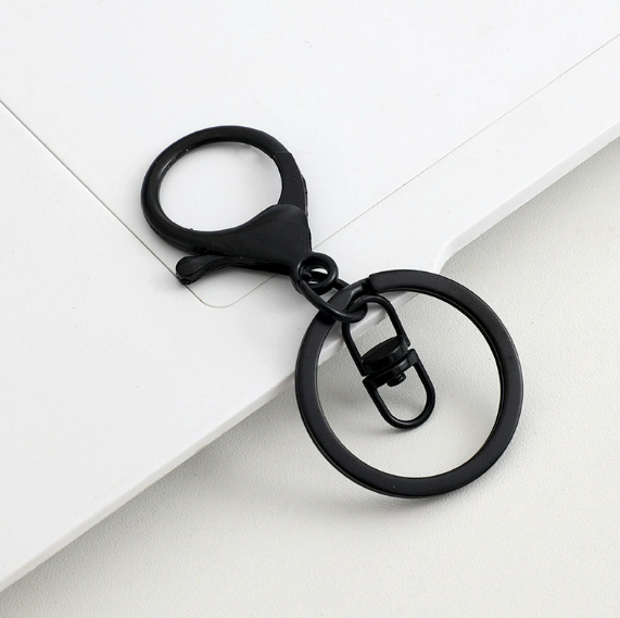 Shuokecrafts 30mm Flat Keyring+ Lobster Clasp + 8 Shape Buckle or With 4-Link Chain