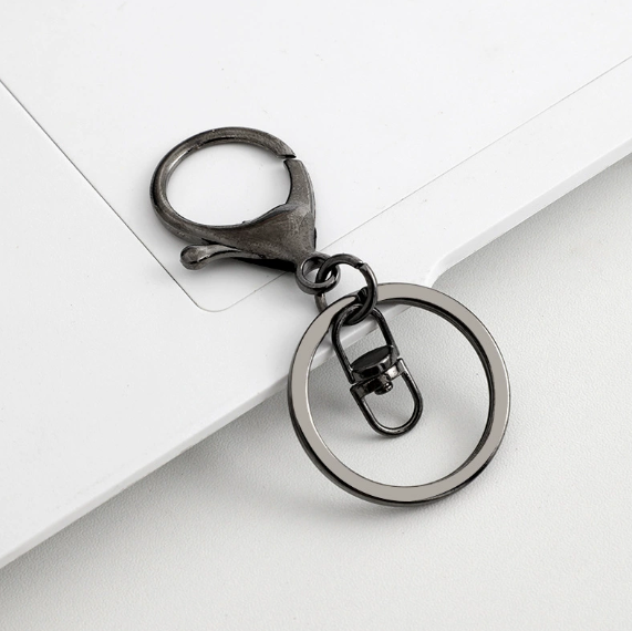Shuokecrafts 30mm Flat Keyring+ Lobster Clasp + 8 Shape Buckle or With 4-Link Chain