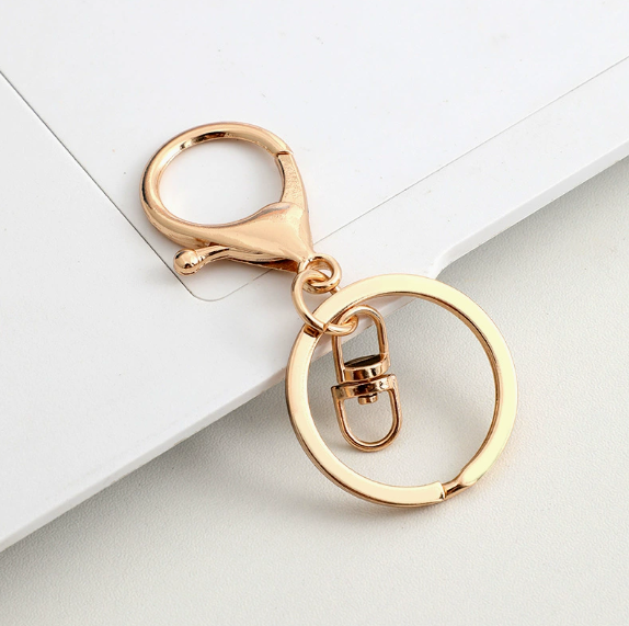 Shuokecrafts 30mm Flat Keyring+ Lobster Clasp + 8 Shape Buckle or With 4-Link Chain