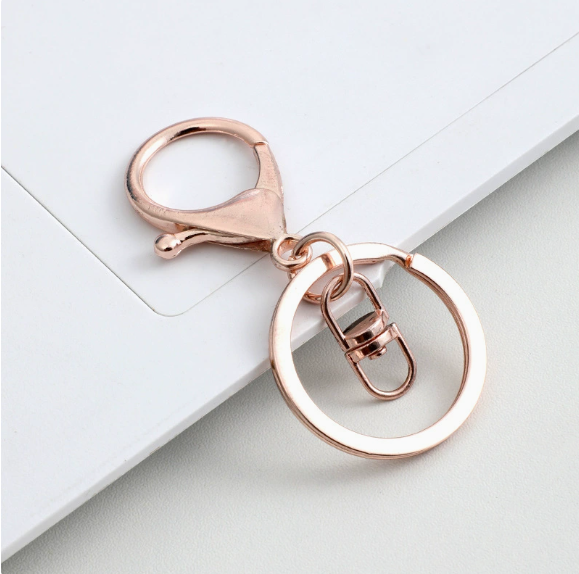 Shuokecrafts 30mm Flat Keyring+ Lobster Clasp + 8 Shape Buckle or With 4-Link Chain