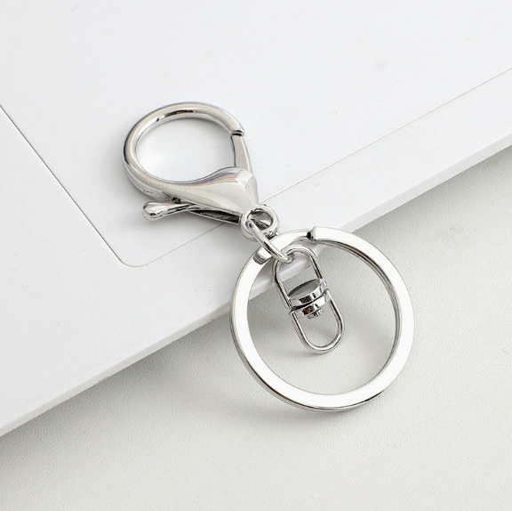 Shuokecrafts 30mm Flat Keyring+ Lobster Clasp + 8 Shape Buckle or With 4-Link Chain