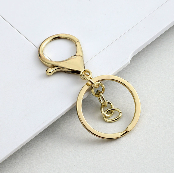 Shuokecrafts 30mm Flat Keyring+ Lobster Clasp + 8 Shape Buckle or With 4-Link Chain
