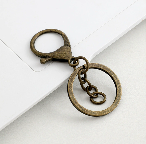 Shuokecrafts 30mm Flat Keyring+ Lobster Clasp + 8 Shape Buckle or With 4-Link Chain