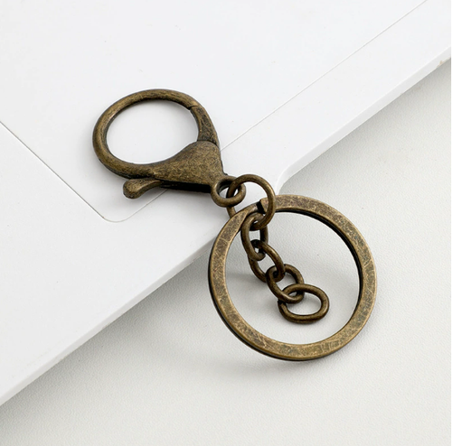 Shuokecrafts 30mm Flat Keyring+ Lobster Clasp + 8 Shape Buckle or With 4-Link Chain