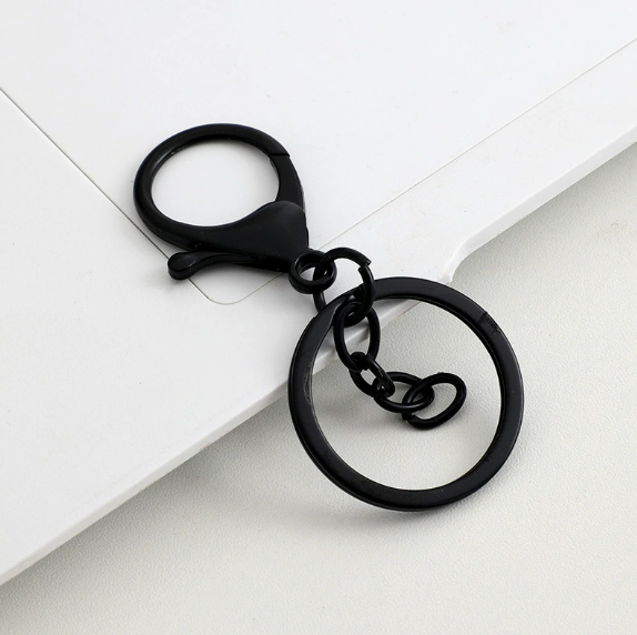 Shuokecrafts 30mm Flat Keyring+ Lobster Clasp + 8 Shape Buckle or With 4-Link Chain