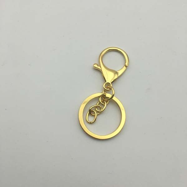 Shuokecrafts 30mm Flat Keyring+ Lobster Clasp + 8 Shape Buckle or With 4-Link Chain