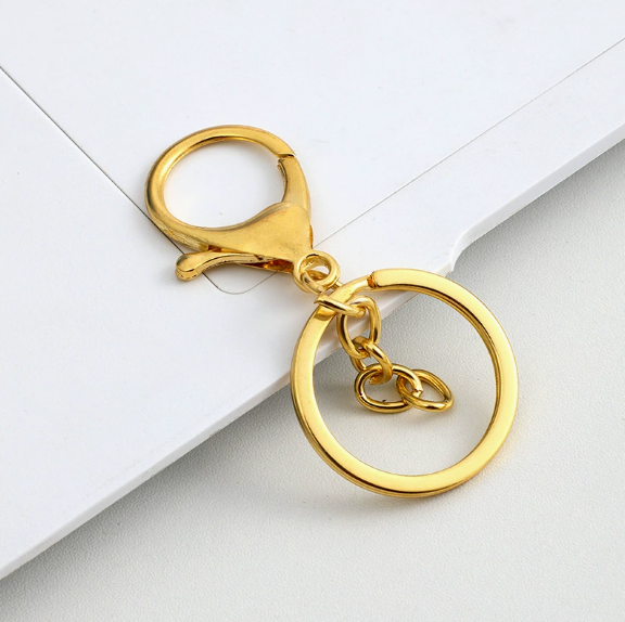 Shuokecrafts 30mm Flat Keyring+ Lobster Clasp + 8 Shape Buckle or With 4-Link Chain