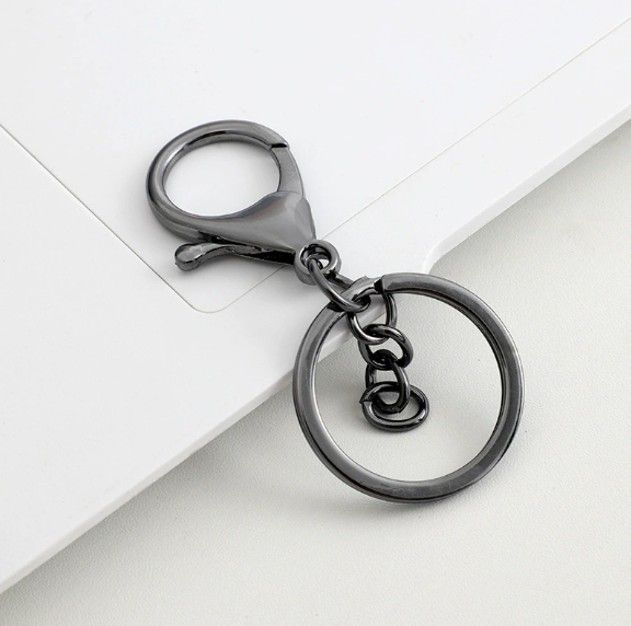 Shuokecrafts 30mm Flat Keyring+ Lobster Clasp + 8 Shape Buckle or With 4-Link Chain